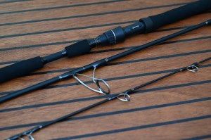 Hamachi XOS GT'n'Doggie Ultra Long Cast 7'6 PE2-4 foregrip and reel seat detail